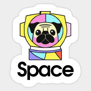 Pug in Space Dog Owner Vintage Funny Pug Kids Boy Girl Sticker